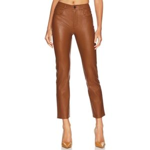 PAIGE | Stella Straight Leg Vegan Leather Pants Dark Argan‎ Size 28